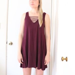 Nordstrom Top Shop Socialite Maroon Swing Dress -